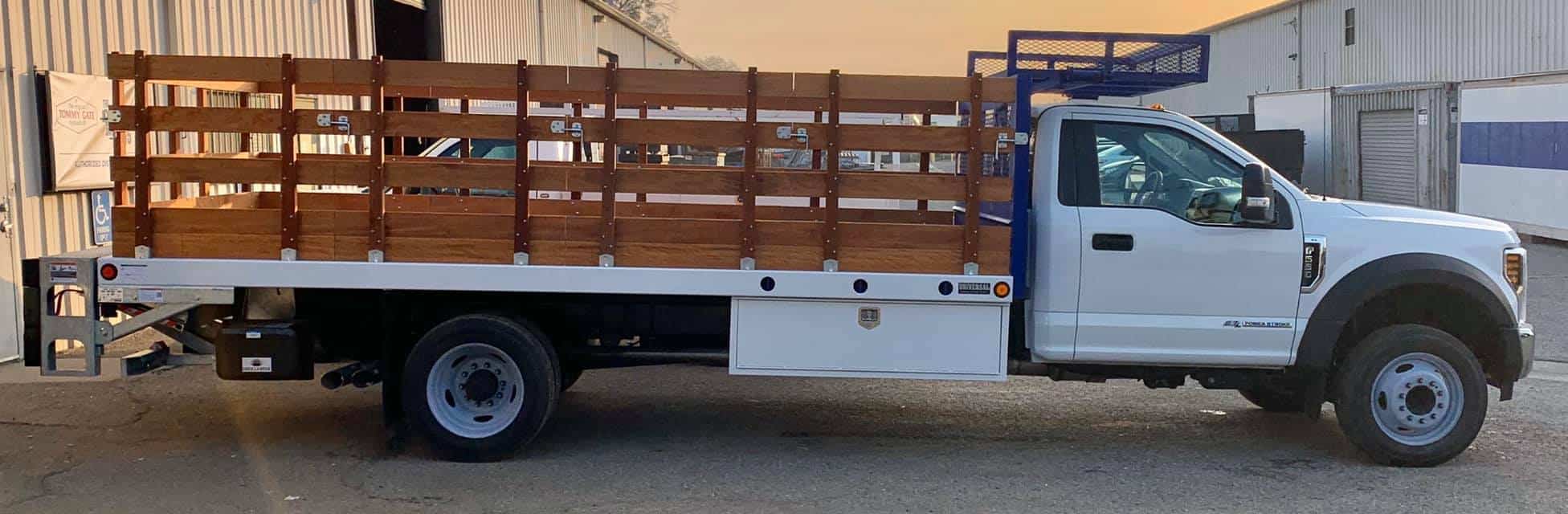 platform truck body with wood sides