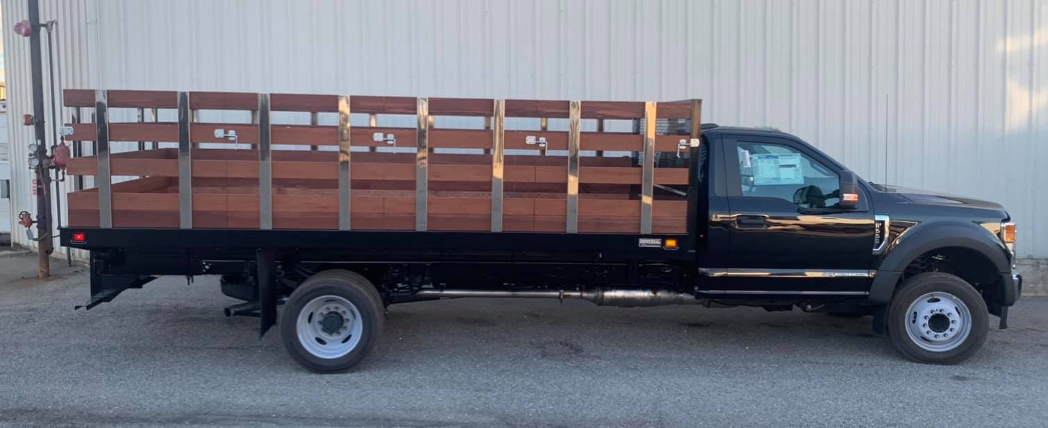 platform truck body with wood sides