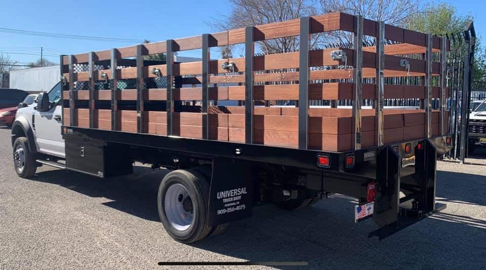 platform truck body with wood sides