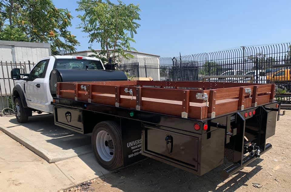 platform truck body with wood sides