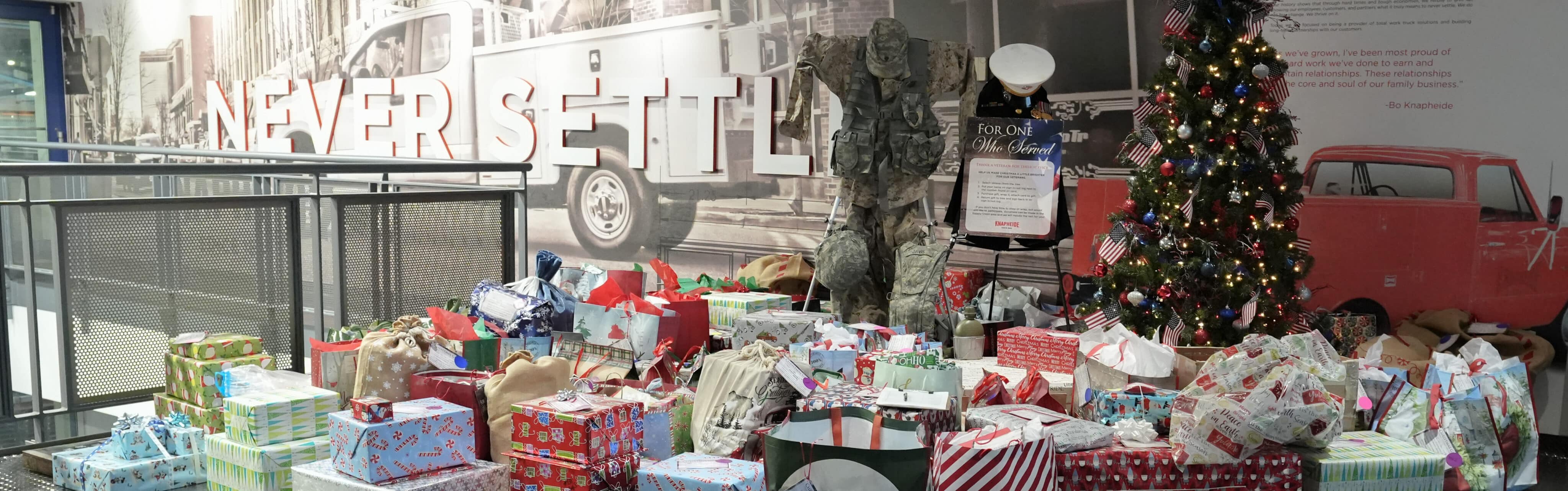 Christmas Tree Edited Christmas tree with Knapheide employee gifts for local veterans