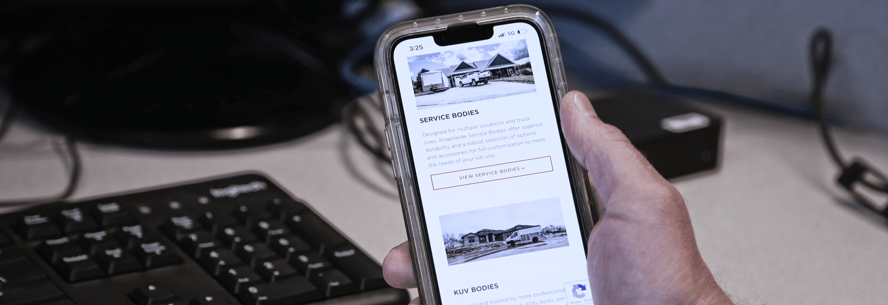 knapheide website on smartphone