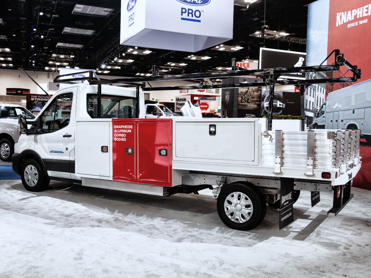 Knapheide Aluminum Combo Truck Body On Ford E Transit At NTEA Work Truck Show 2025