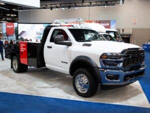 Steel Pgte Gooseneck Truck Ntea Work Truck Week 2025 Front Curbside View