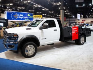 Steel Pgte Gooseneck Truck Ntea Work Truck Week 2025 Front Streetside View