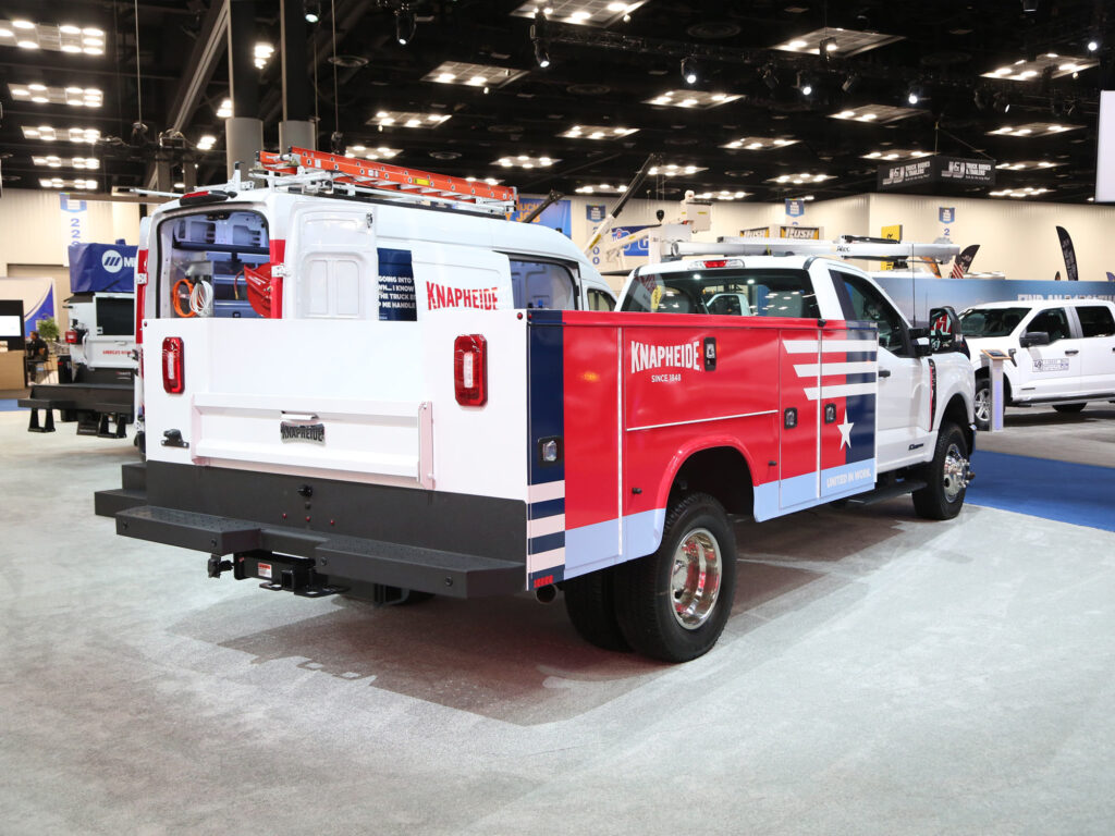 ford f-350 knapheide steel service truck rear curbside view