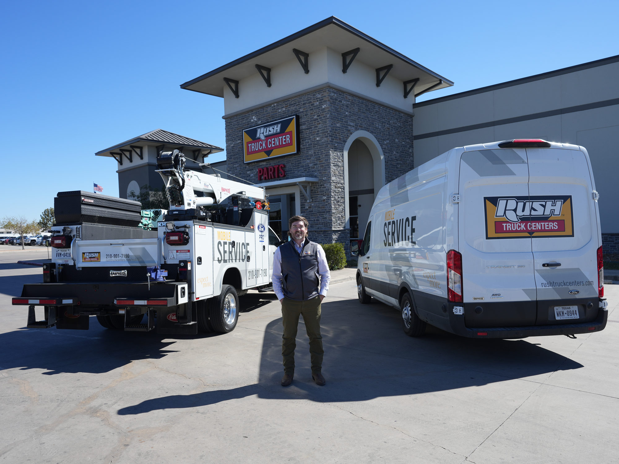 rush truck center facility and rep near knapheide upfitted cargo van and steel kmt1 mechanics truck
