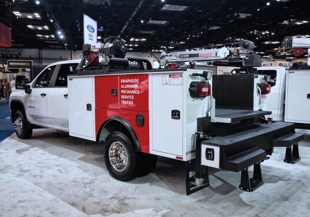 Aluminum KMS16 Mechanic Service Truck NTEA Work Truck Show 2025 Rear Streetside Corner Treated