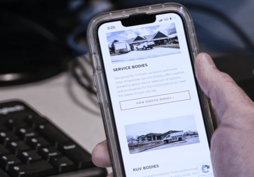 knapheide website on smartphone