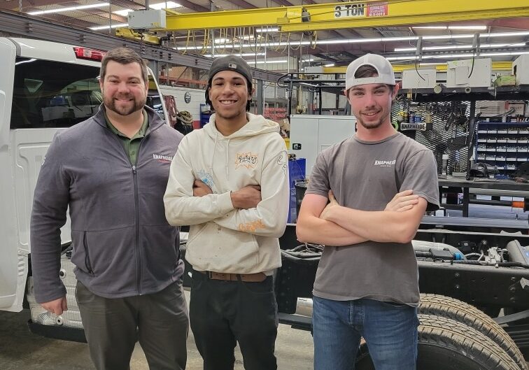 L-R: Stephen Mann, General Manager of Knapheide Truck Equipment Center Atlanta; RJ Brent, Installer at Knapheide Truck Equipment Center Atlanta; and Bailey Watson, Team Leader at Knapheide Truck Equipment Center Atlanta