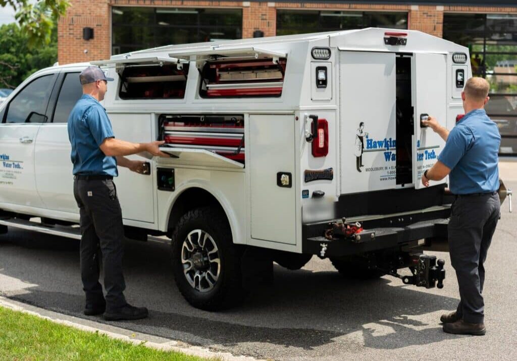 Hawkins Water Tech Enclosed Service Truck Field Technicians Opening Compartments And Cargo Area