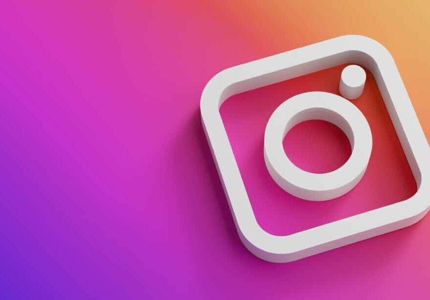 Instagram Logo Minimal Simple Design Template. Copy Space 3D