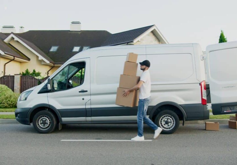 cargo van and boxes